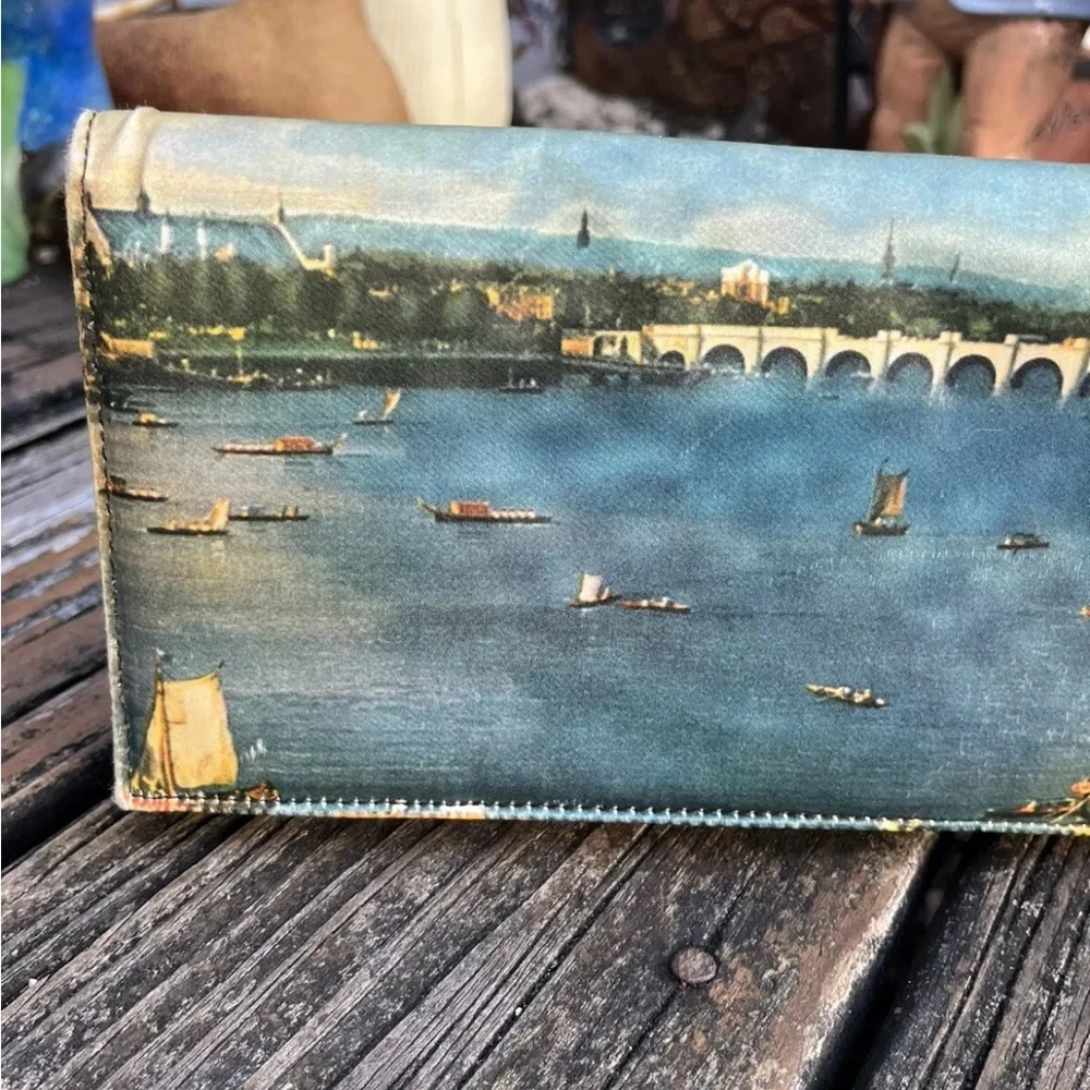 Bag By Triangle New York Clutch Scenic Black Purse Rectangle Vintage 70s 80s